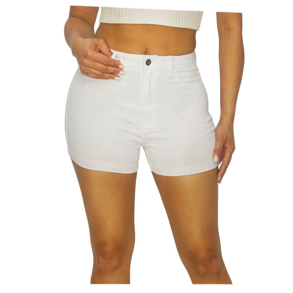 Womens White Denim Shorts 2XL Lover Brand Fashion Cotton & Spandex Blend